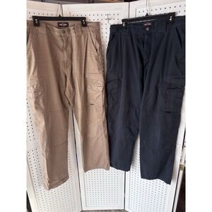 LOT/2 Tru-Spec Men's 36/32 Cargo Tactical Utility Pants Khaki Brown / Navy VGUC!